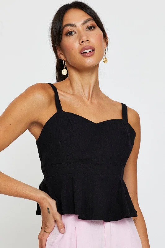 Black Peplum Top Sleeveless