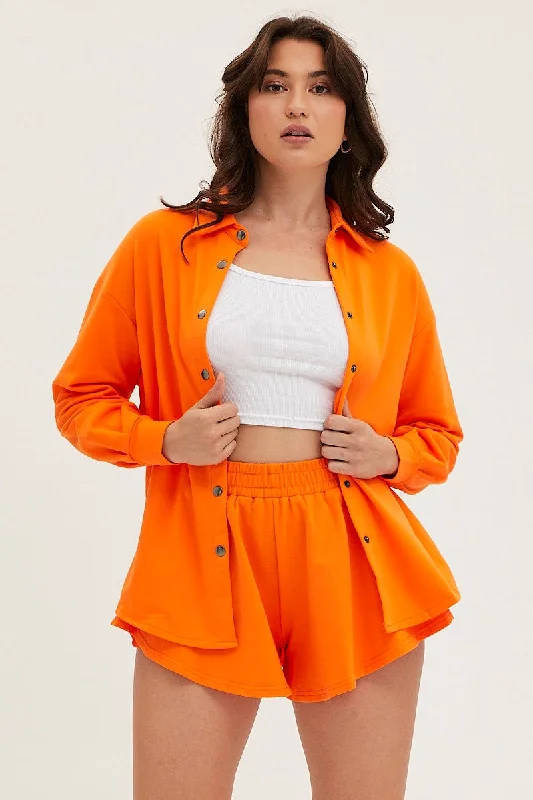 Orange Oversized Shirt Loungewear