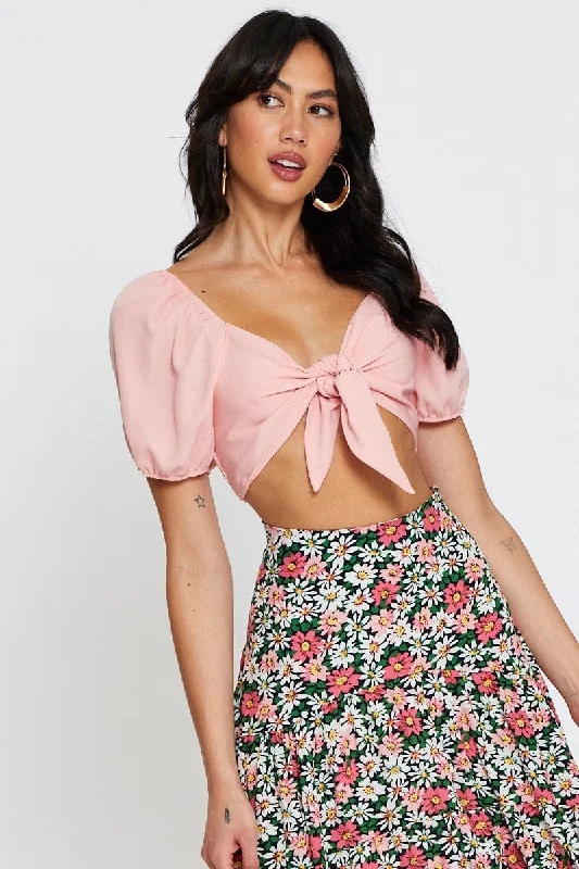 Pink Crop Bolero Short Sleeve