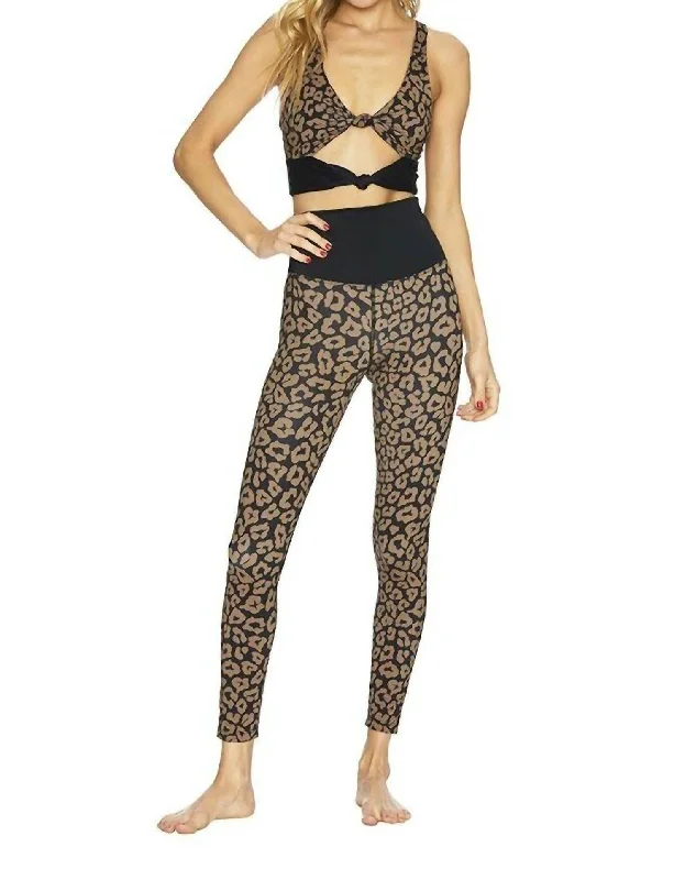 Reverse Leopard High Rise Yoga Athletic Leggings In Brown