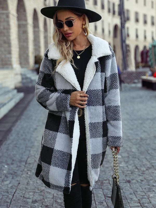 Reversible Plaid Winter Coat for Women