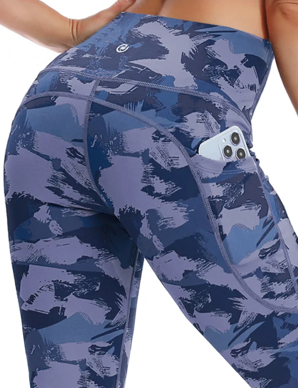 29" 31" 33" 35" 37"  Side Pockets Bootcut Leggings navy brushcamo