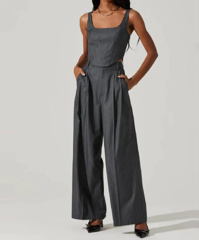 The Label Milani Wide Leg Pants In Fossil Grey