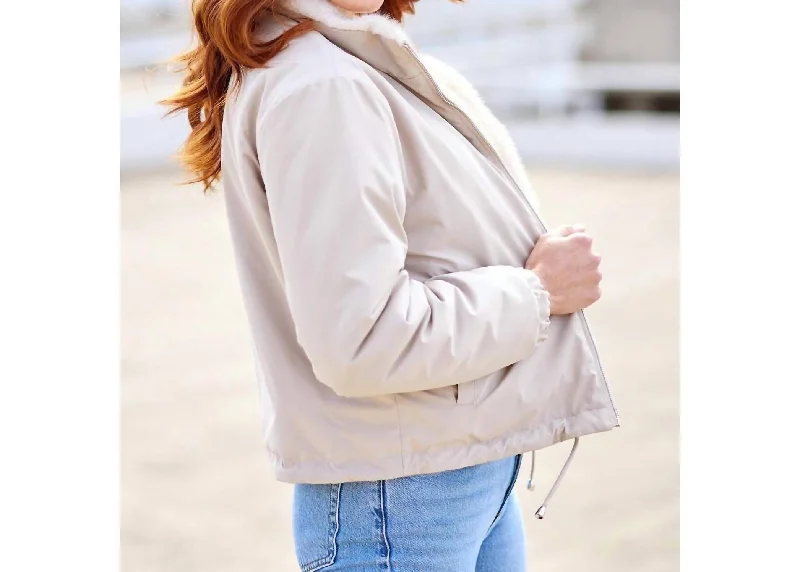 Insta Reversible Zip Jacket In Ivory