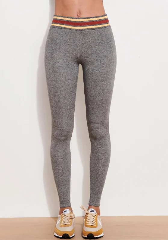 Stripe Waistband Yoga Pant In Heather Grey