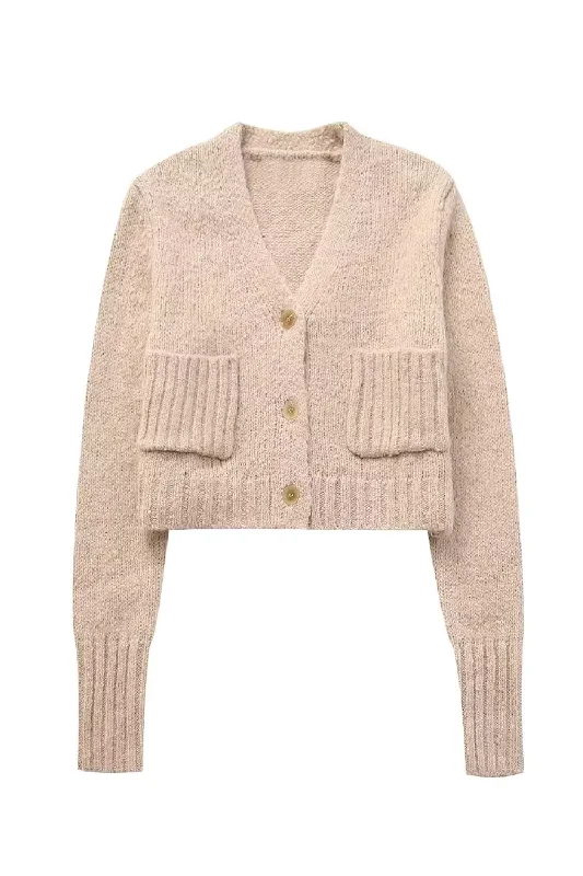 'Gina' Soft Knitted V-Neck Short Cardigan