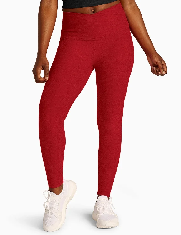 Spacedye At Your Leisure High Waisted Midi Legging - Ruby Red Heather