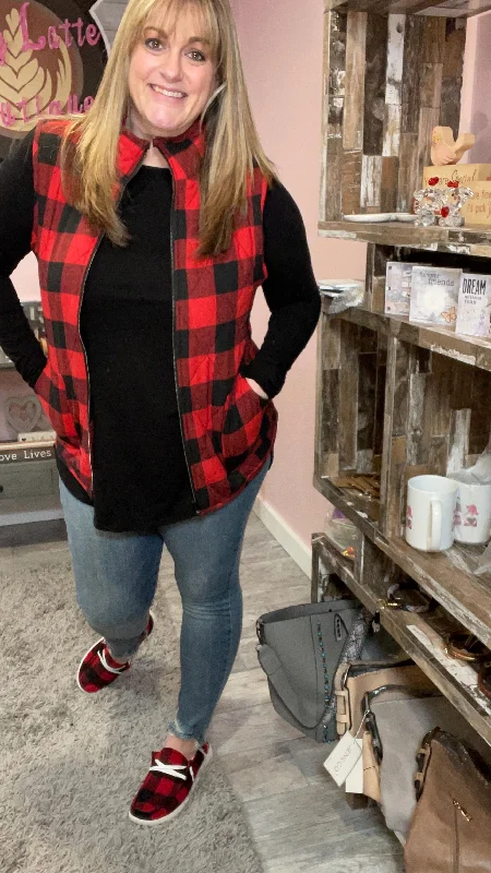 Buffalo Plaid Full Zip Vest