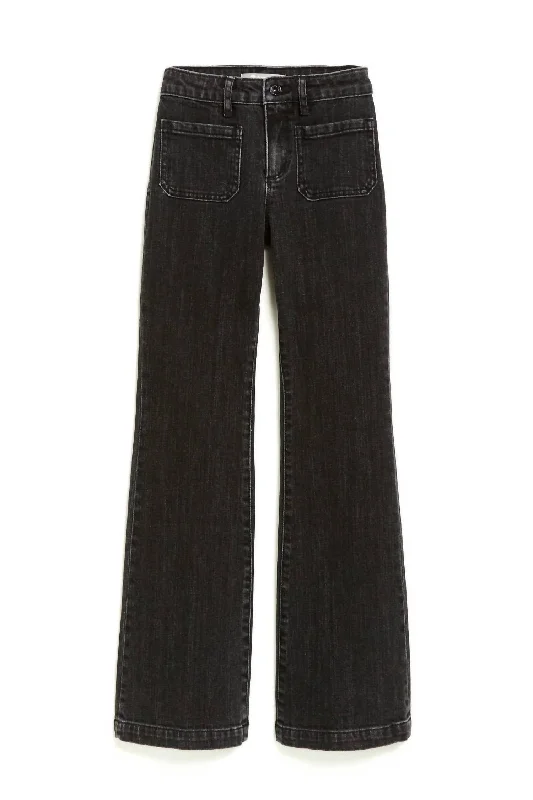 Faded Hi Rise Wide Leg Jeans In Black