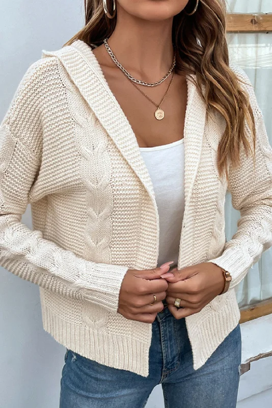 'Helena' Cable Knit Hooded Cardigan (6 Colors)