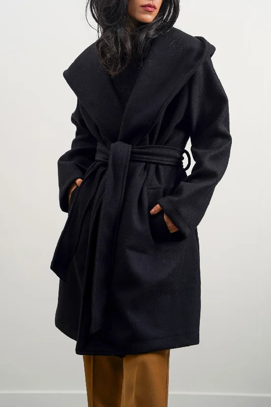 MIDI COAT WITH HOOD