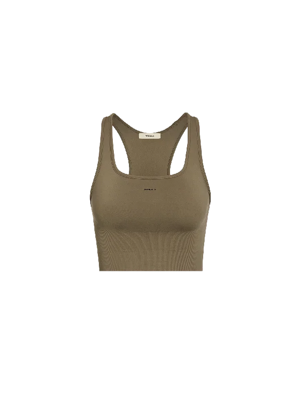 Women's Plant-Stretch Compressive Sports Bra—soil brown