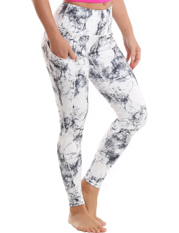 High Waist Side Pockets Yoga Pants arabescato