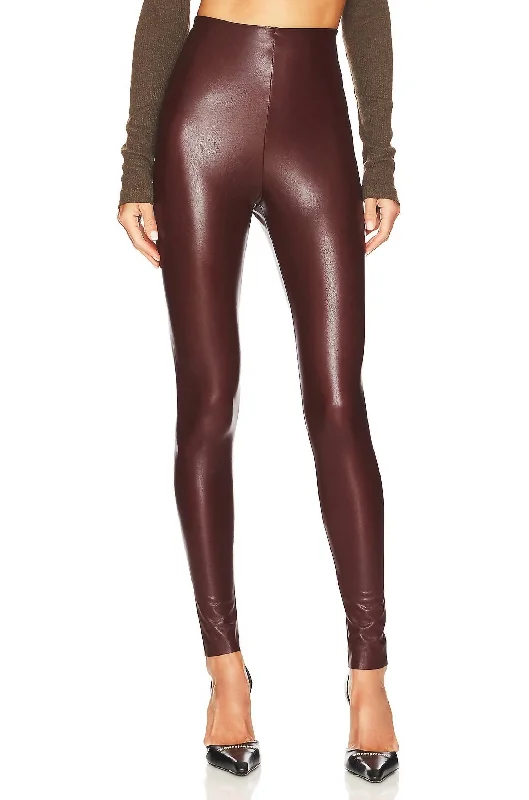 Faux Leather Leggings In Oxblood