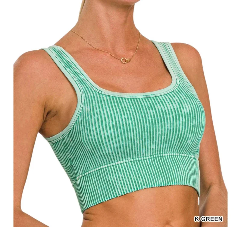 Vneck Reversible Ribbed Bralette In Green