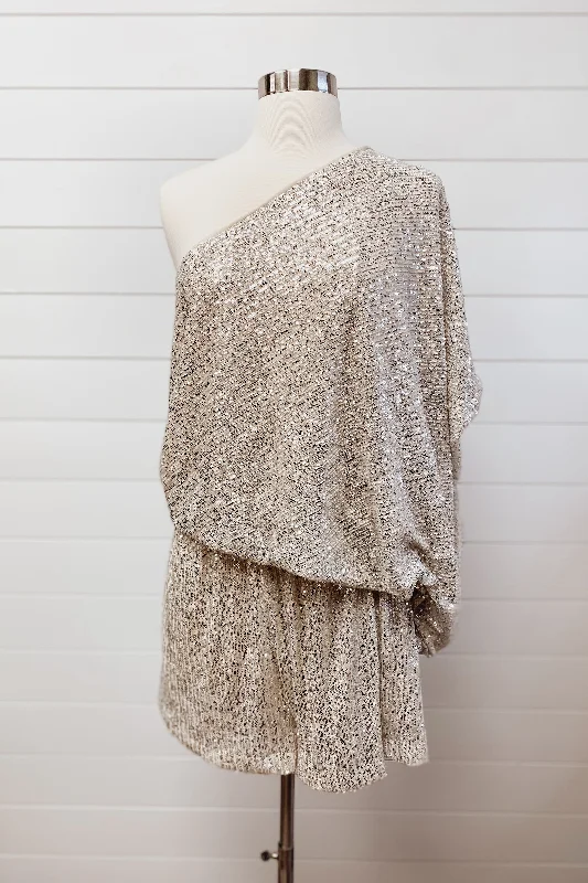 City Lights Sequin One Shoulder Romper