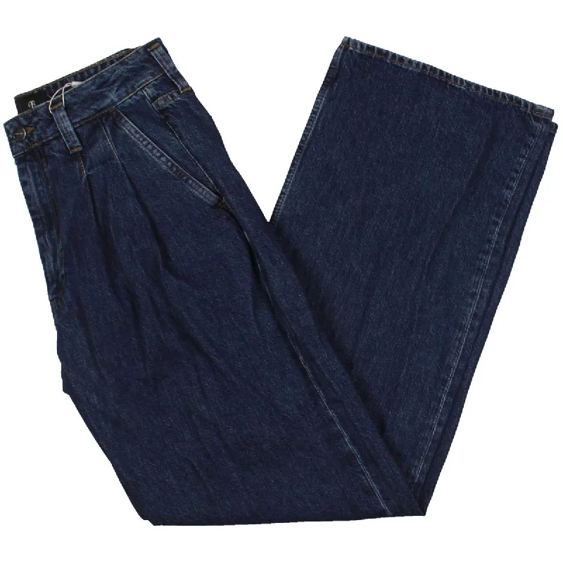 Carrie Womens High Rise Denim Wide Leg Jeans