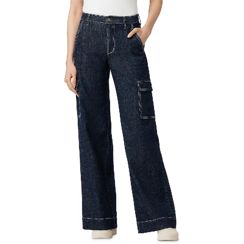 Petra Womens Cargo Mid-Rise Wide Leg Jeans