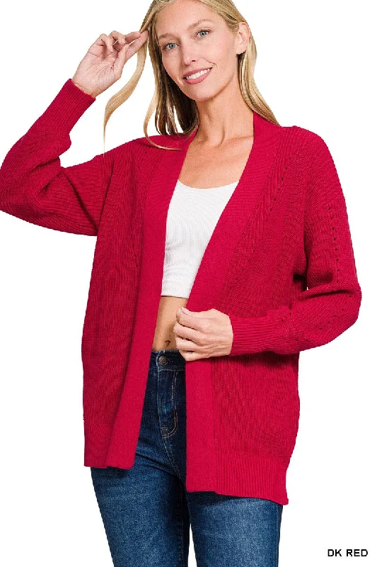 "Red Hot" Red Eyelet Cardigan