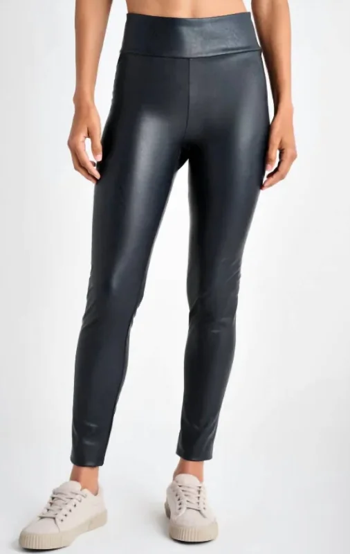 Vegan Leather Leggings In Navy