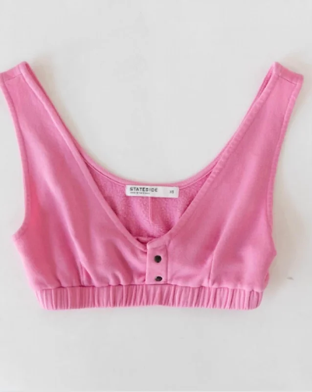 Softest Fleece Bralette In Cotton Candy