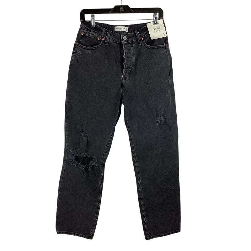 Jeans Straight By Abercrombie And Fitch In Black Denim, Size: 6