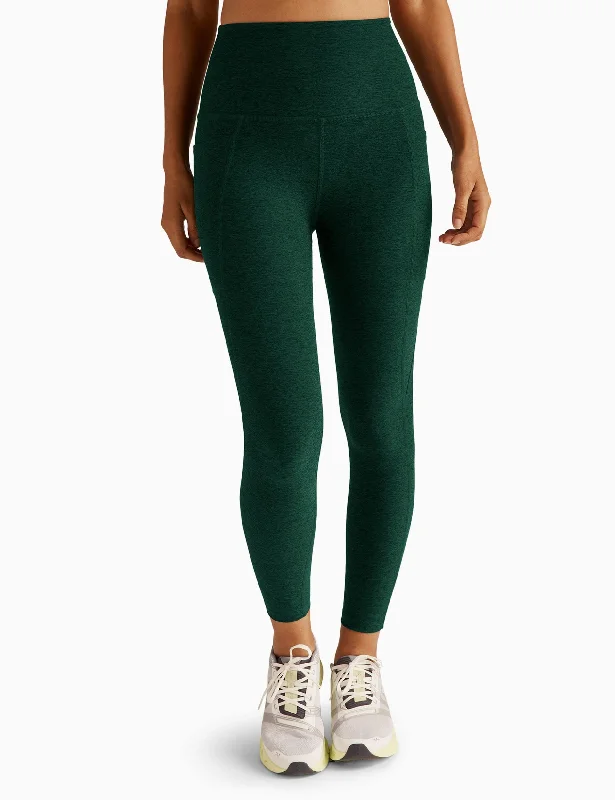 Spacedye Out Of Pocket High Waisted Midi Legging - Dark Spruce Green Heather