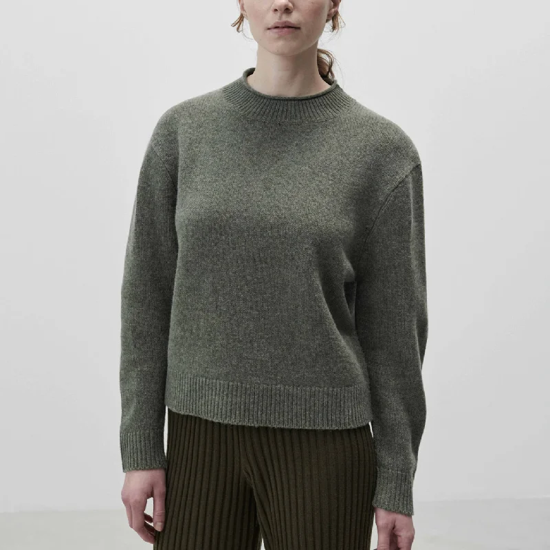 Women's Lambswool Sweater - Moss Melange AW23 (S) *Last One!