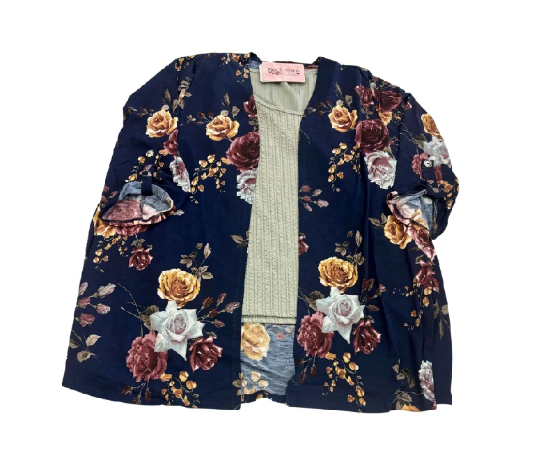 "In A Dream" Navy Flora Lizzy Cardigan **FINAL SALE**