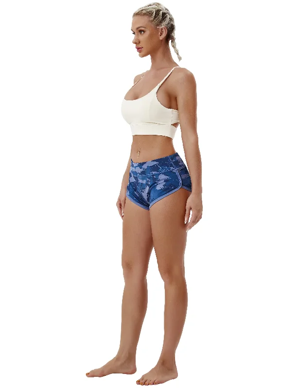 Printed Booty Yoga Shorts navy brushcamo