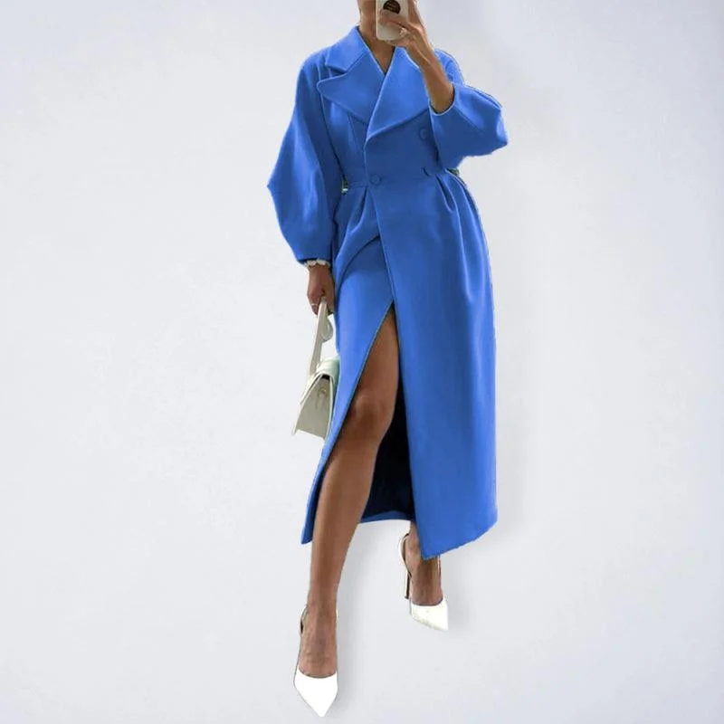 Retro Court Style Woolen Overcoat with Lantern Sleeves