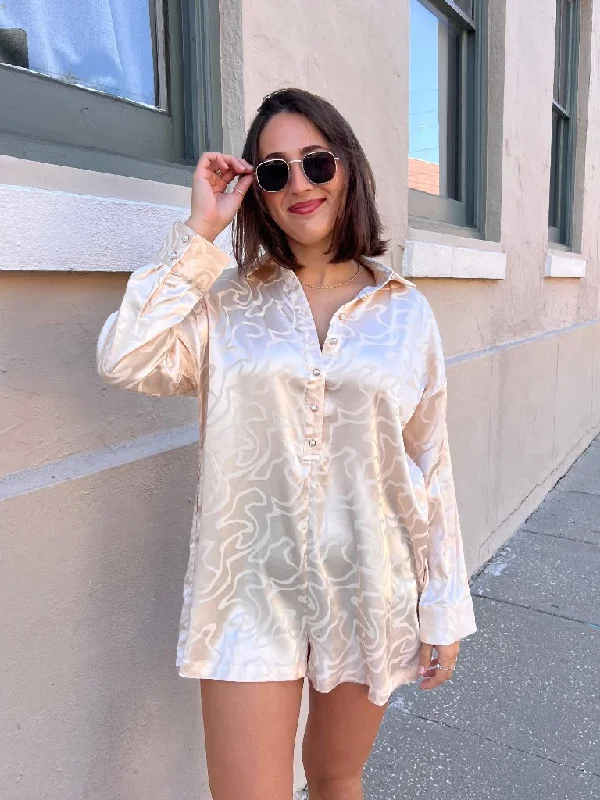 MIDNIGHTS ROMPER IN CHAMPAGNE