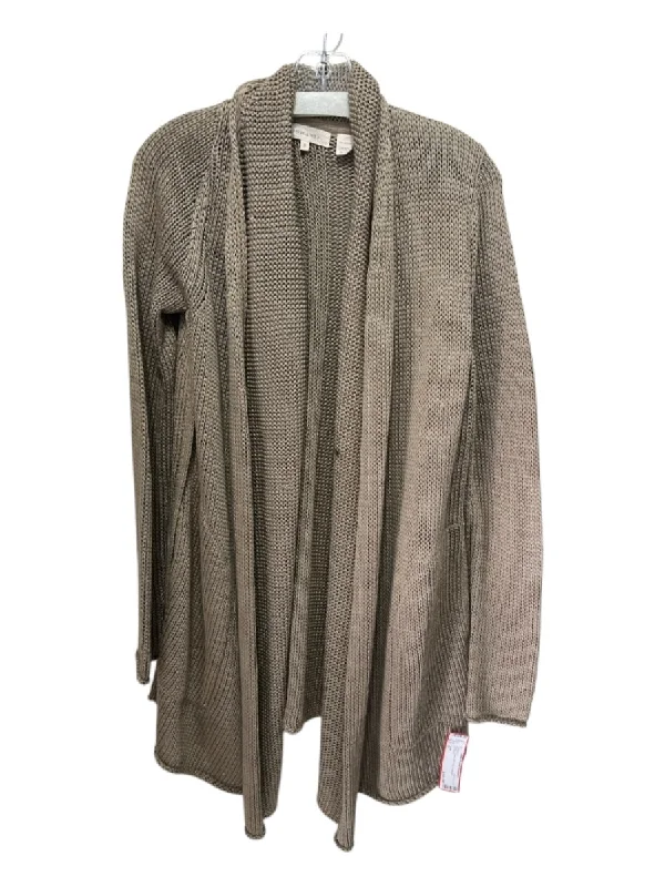 Inhabit Size M Taupe Cotton Rib Knit Pockets Cardigan