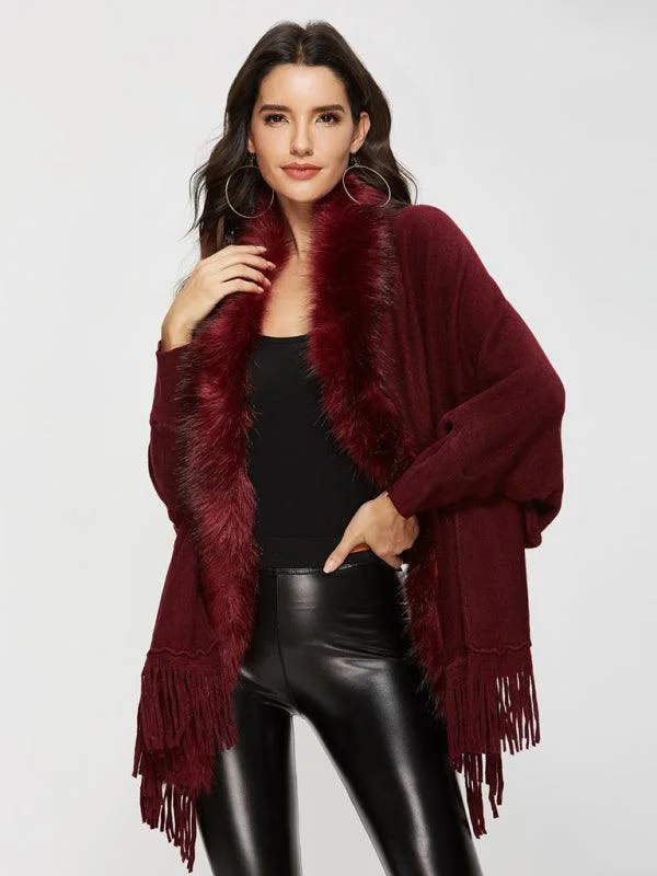 Women's Fur Collar Shawl Wool Coat