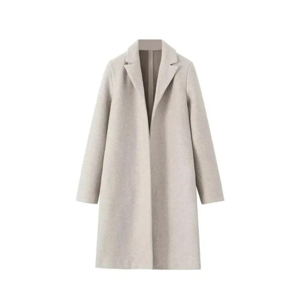 Women's Solid Long Overcoat