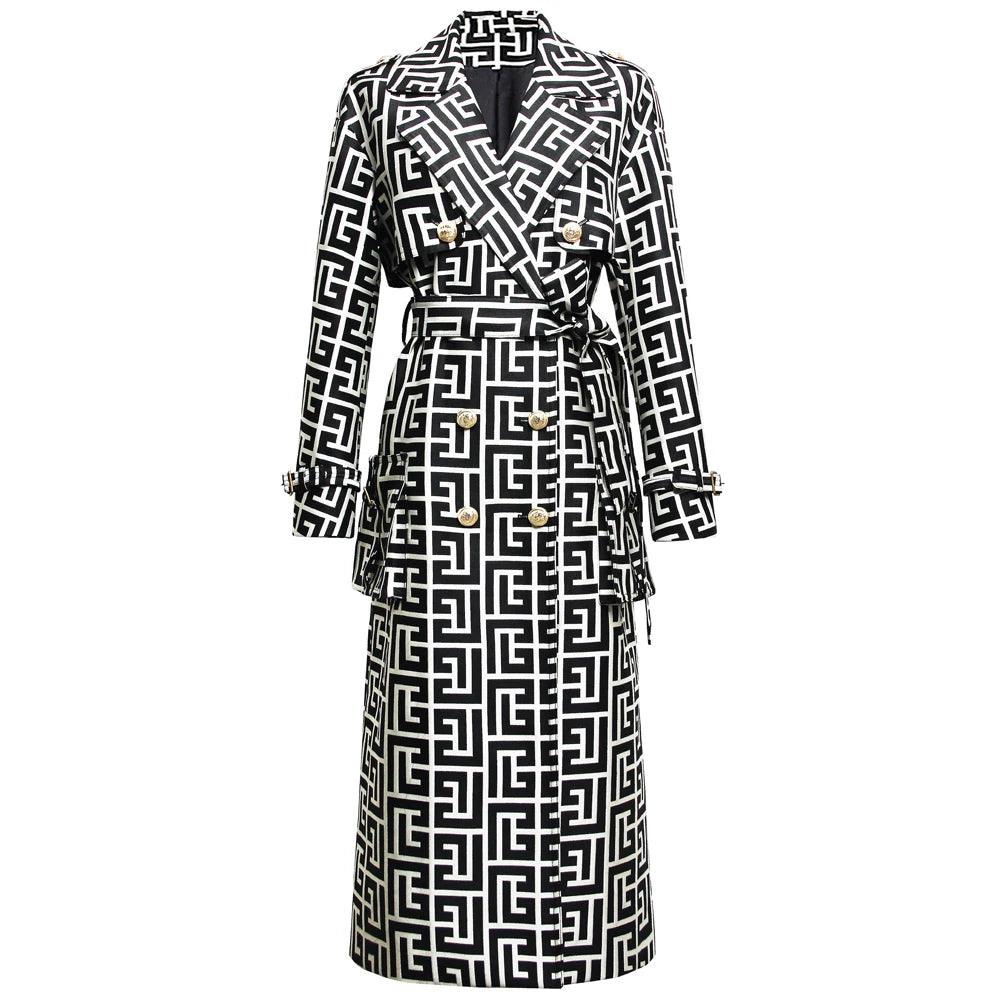 Belted Print Women's Trench Coat