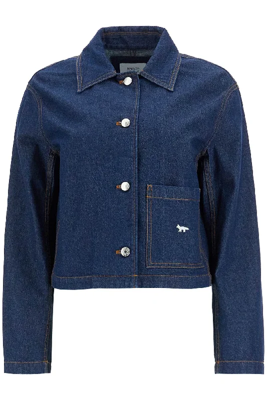 Maison Kitsune Women's Cropped blue Jacket For Women