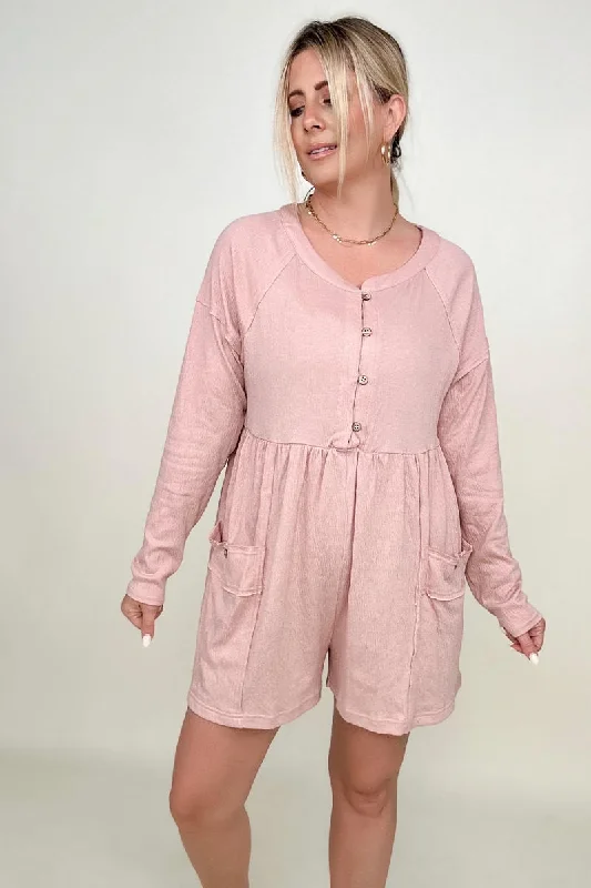 Heyson Comfy Knit Button-Down Long Sleeve Romper