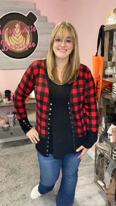 Buffalo Plaid Snap Cardigan