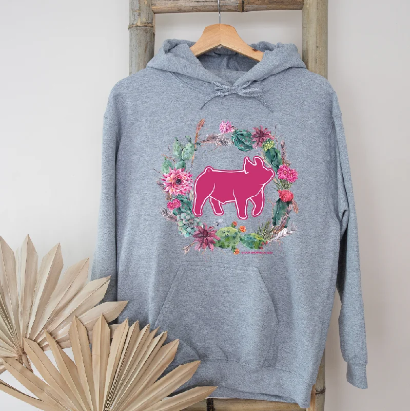 Pig Cactus Wreath Hoodie (S-3XL) Unisex - Multiple Colors!