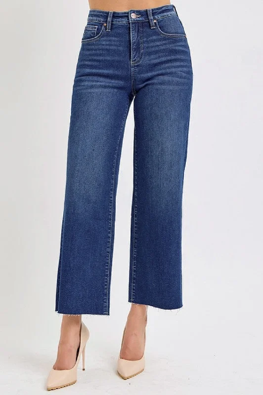 Tummy Control Dark Wash Cropped Jeans