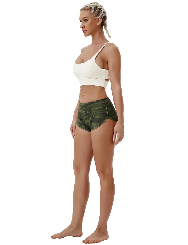 Printed Booty Yoga Shorts green camo