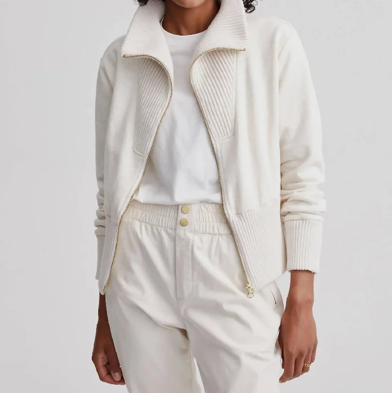 Alisa Zip Thru Jacket In Ivory Marble