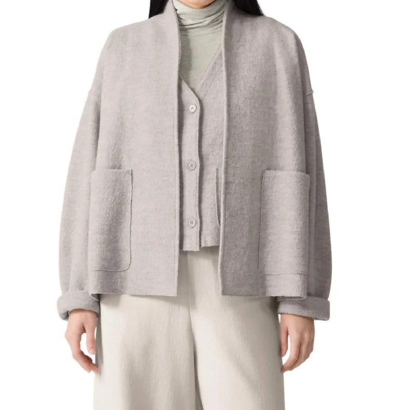 High Collar Jacket W/ Pockets In Dove