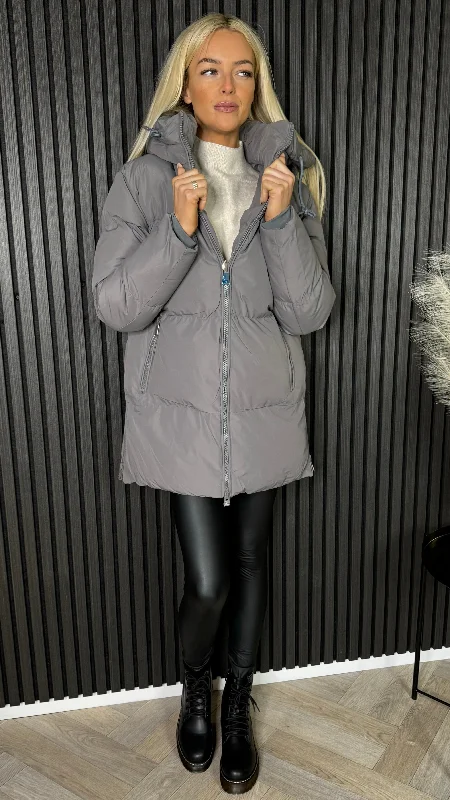 Carmella Charcoal Grey Puffer Hooded Coat