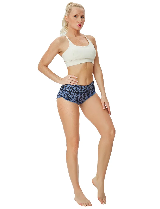 Printed Booty Yoga Shorts navy_leopard