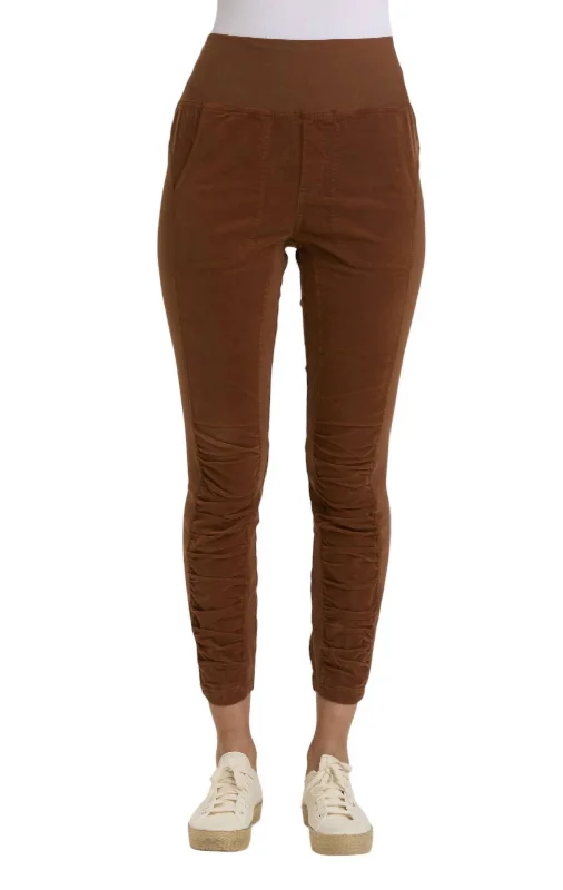 Cord Penny Leggings In Russet