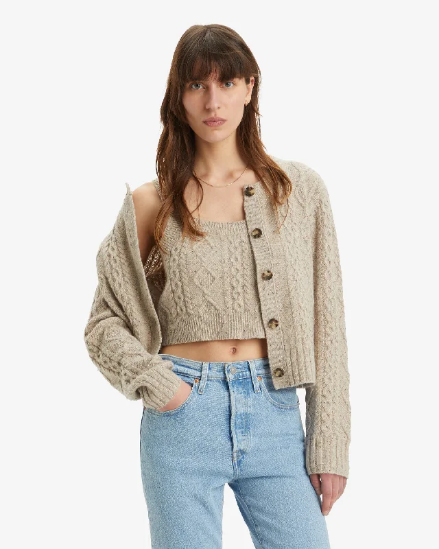 Primrose Cable Cardigan in Oatmeal Heather