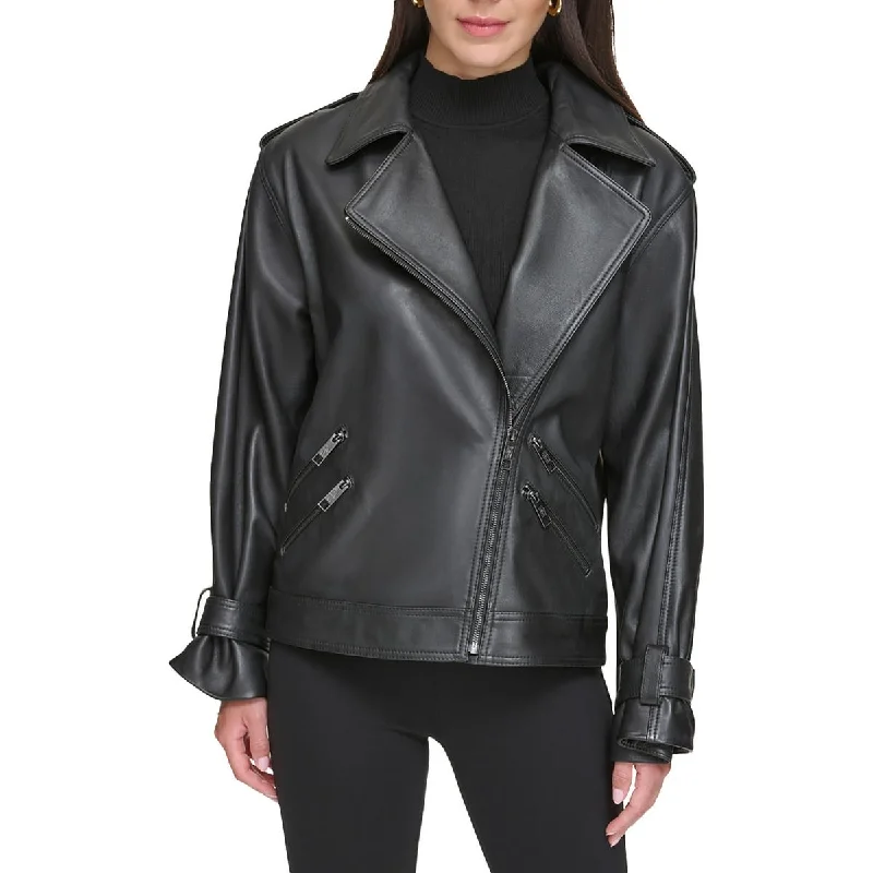 Womens Leather Oversized Motorcycle Jacket