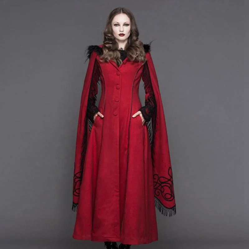 Women's Angel Sleeve Tasseled Goth Long Coat